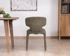 Meuble House Lot de 2 chaises de repas habillage intégral esprit design “Milano” en tissu chiné vert kaki New