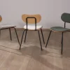 Meuble House Lot de 4 chaises de repas "Lino" style rétro en tissu écru Hot