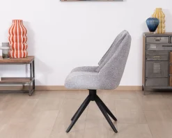 Meuble House Lot de 2 chaises de repas pivotantes en tissu gris 
