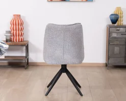 Meuble House Lot de 2 chaises de repas pivotantes en tissu gris 
