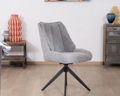 Meuble House Lot de 2 chaises de repas pivotantes en tissu gris 