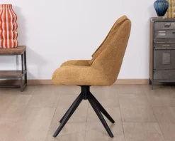 Meuble House Lot de 2 chaises de repas pivotantes et matelassée en tissu moutarde "Webber" Best