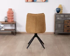 Meuble House Lot de 2 chaises de repas pivotantes et matelassée en tissu moutarde 