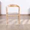 Meuble House Lot de 2 chaises de repas épurées en acacia avec assise tissu beige "Vogue" Outlet