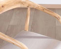 Meuble House Lot de 2 chaises de repas épurées en acacia avec assise tissu beige