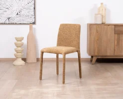 Meuble House Lot de 4 chaises de repas revêtement intégral en tissu jaune doré “Otto” esprit design