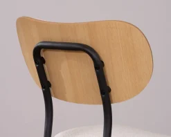 Meuble House Lot de 4 chaises de repas rétro assise bois et tissu gris "Lino" Sale