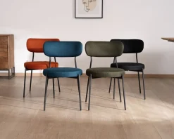 Meuble House Lot de 2 chaises de repas style rétro en tissu noir et pieds métal