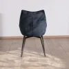 Meuble House Lot de 2 chaises de repas style vintage en tissu bleu foncé et pieds métal design "Niko" Outlet