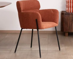 Meuble House Lot de 2 chaises de repas terracotta et pieds métal style vintage "Riméno" Clearance