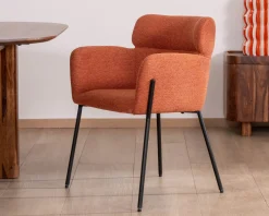 Meuble House Lot de 2 chaises de repas terracotta et pieds métal style vintage