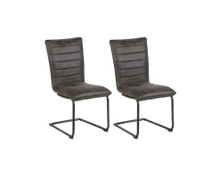 Meuble House Lot de 2 chaises de salle à manger vintages grises et noires Casita Clearance