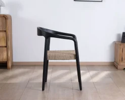 Meuble House Lot de 2 chaises design en bois noir et assise jute tressée "Vogue" Clearance