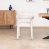 Meuble House Lot de 2 chaises design et confortables en tissu bouclettes blanc "Amarello" New