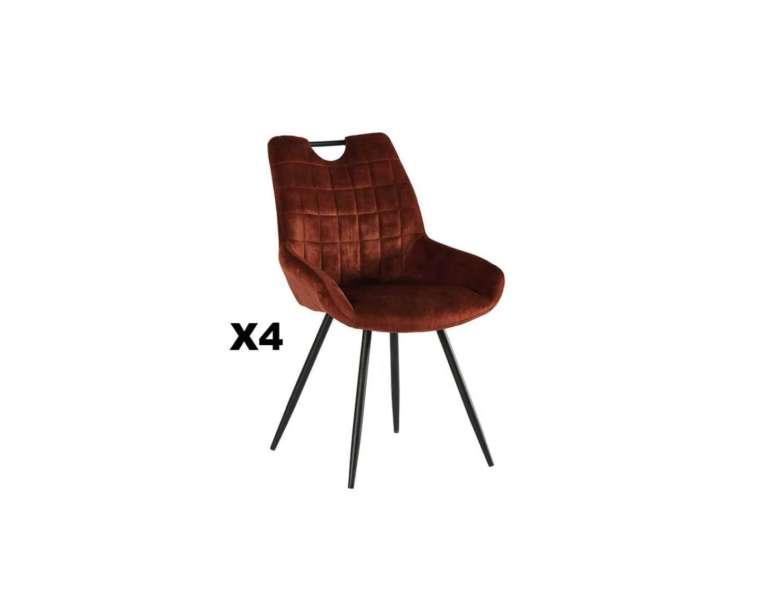 Meuble House Lot de 4 chaises de table vintages noires et rouilles "Dina" Casita Discount