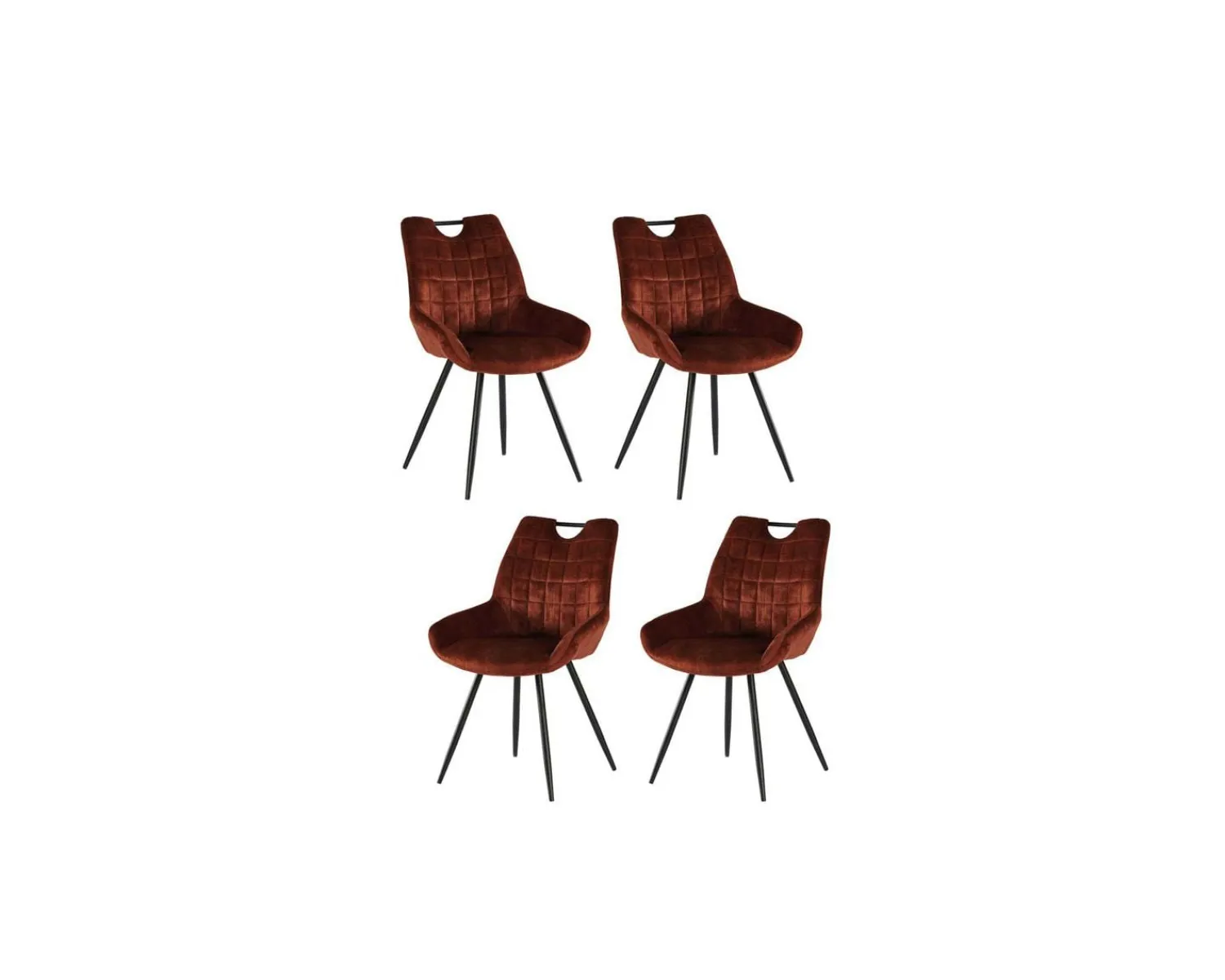 Meuble House Lot de 4 chaises de table vintages noires et rouilles "Dina" Casita Discount