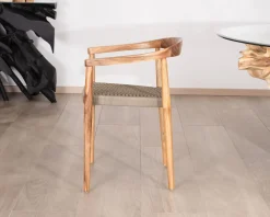 Meuble House Lot de 4 chaises en bois avec assise tressée taupe "Tiska" Clearance