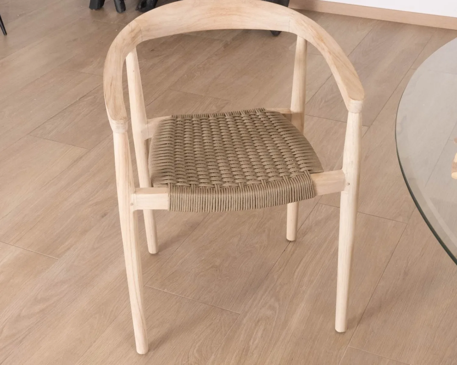 Meuble House Lot de 4 chaises en teck naturel et assise tressée "Tiska" Clearance