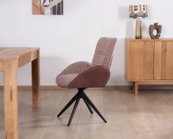 Meuble House Lot de 2 chaises en tissu bi-matière prune 