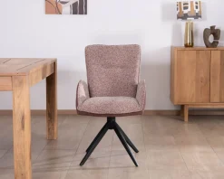 Meuble House Lot de 2 chaises en tissu bi-matière prune 