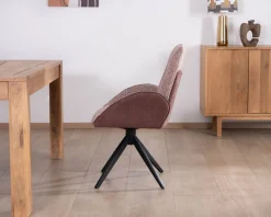 Meuble House Lot de 2 chaises en tissu bi-matière prune 