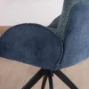 Meuble House Lot de 2 chaises en tissu bi-texturé bleu foncé "Eddy" avec accoudoirs et pied métal pivotant Discount