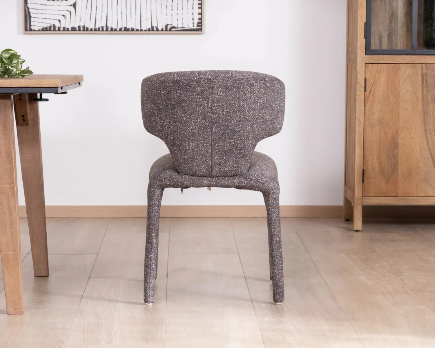 Meuble House Lot de 2 chaises en tissu chiné gris foncé “Milano” revêtement intégral esprit design Best