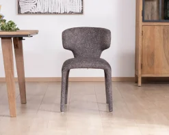 Meuble House Lot de 2 chaises en tissu chiné gris foncé “Milano” revêtement intégral esprit design Best
