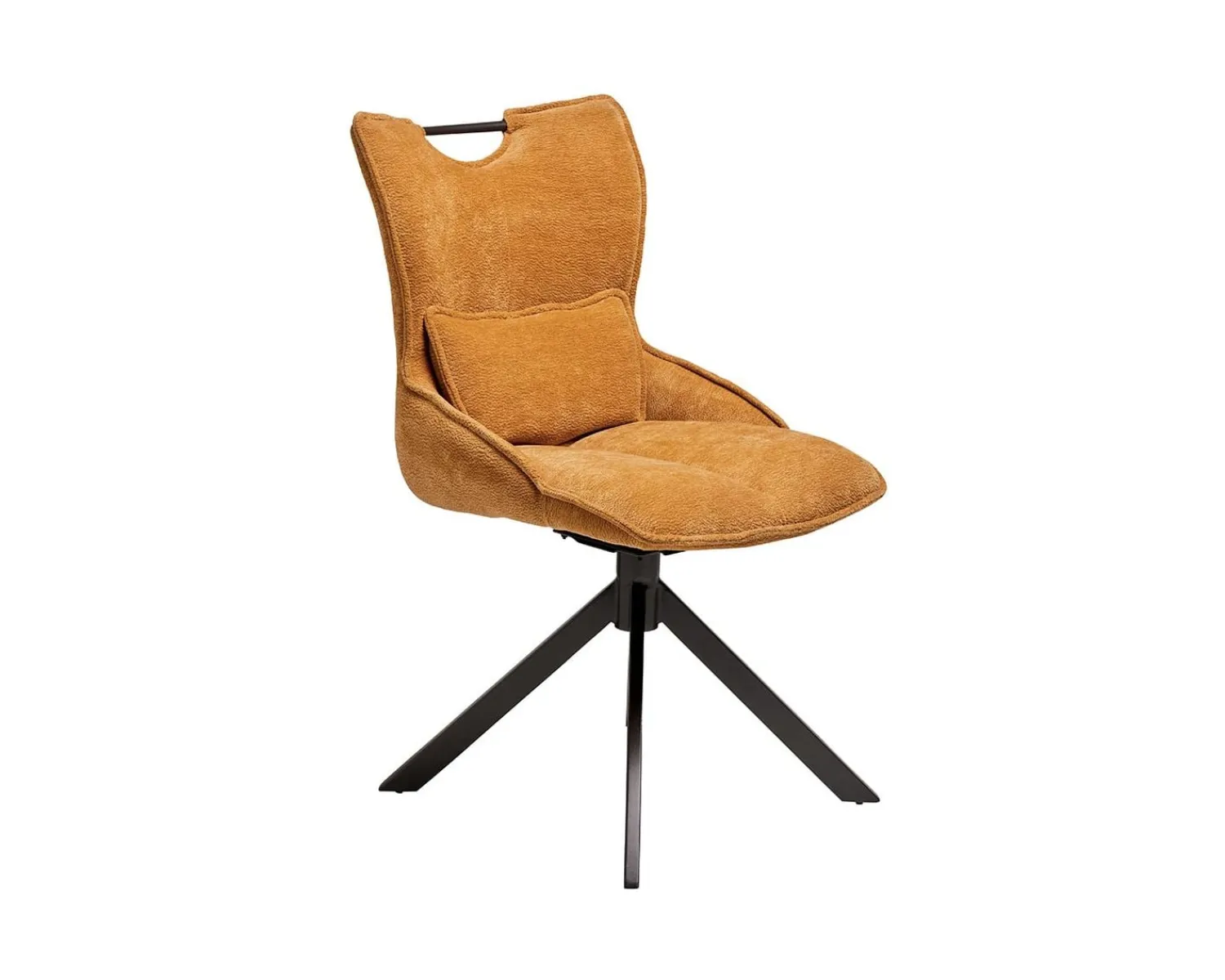 Meuble House Lot de 2 chaises en tissu jaune moutarde sur pied rotatif en métal "Biorg" style rétro Discount