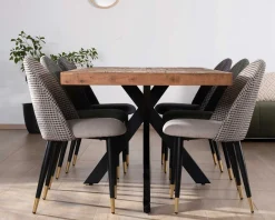 Meuble House Lot de 2 chaises en tissu taupe et pieds métal laqué noir "Vermont" Clearance