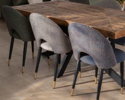 Meuble House Lot de 2 chaises en tissu taupe et pieds métal laqué noir 