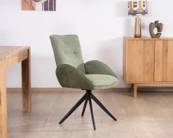 Meuble House Lot de 2 chaises en tissu vert doux