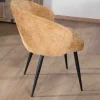 Meuble House Lot de 2 chaises enveloppantes en tissu jaune et pieds métal noirs "Kandy" Sale