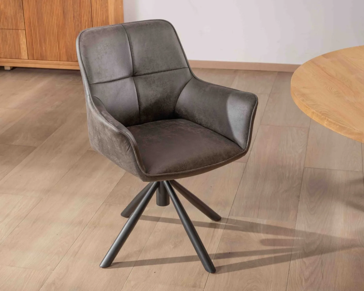 Meuble House Lot de 2 chaises enveloppantes sur pieds rotatif "Ritchey" tissu microfibre gris Clearance