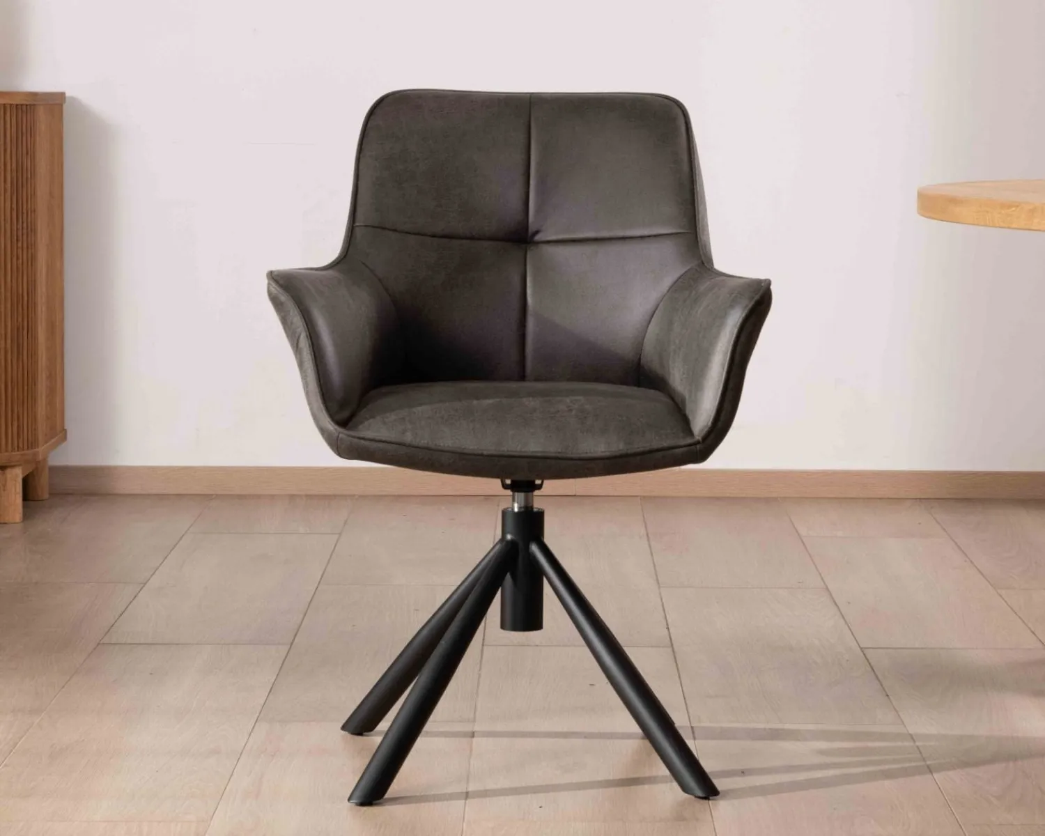 Meuble House Lot de 2 chaises enveloppantes sur pieds rotatif "Ritchey" tissu microfibre gris Clearance