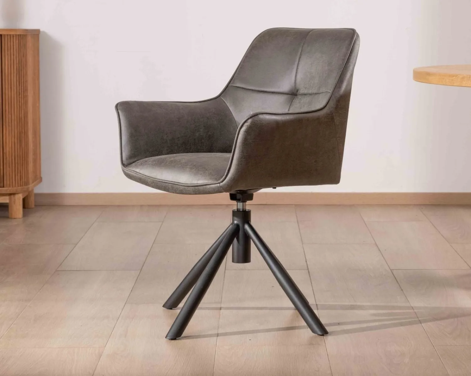 Meuble House Lot de 2 chaises enveloppantes sur pieds rotatif "Ritchey" tissu microfibre gris Clearance