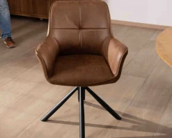 Meuble House Lot de 2 chaises enveloppantes sur pied rotatif "Ritchey" tissu microfibre havane Sale