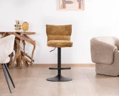 Meuble House Lot de 2 chaises hautes en tissu moutarde "Topley" assise réglable en hauteur New