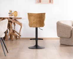 Meuble House Lot de 2 chaises hautes en tissu moutarde