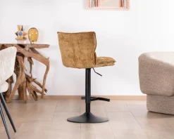Meuble House Lot de 2 chaises hautes en tissu moutarde