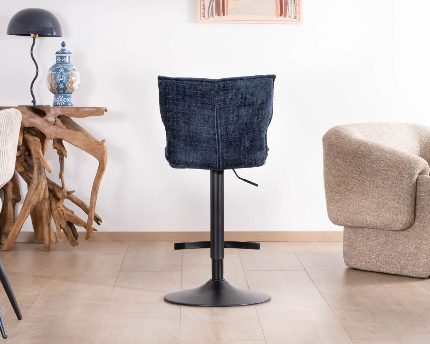 Meuble House Lot de 2 chaises hautes matelassées réglables en hauteur "Topley" tissu coloris bleu nuit Sale
