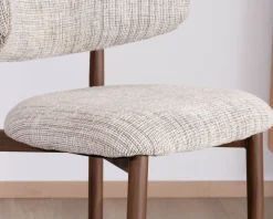 Meuble House Lot de 2 chaises mi-hauteur rétro en tissu tramé beige et marron 