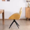Meuble House Lot de 2 chaises pivotantes en tissu bi matières jaune "Eddy" avec pieds métal Outlet