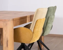 Meuble House Lot de 2 chaises pivotantes en tissu bi matières jaune