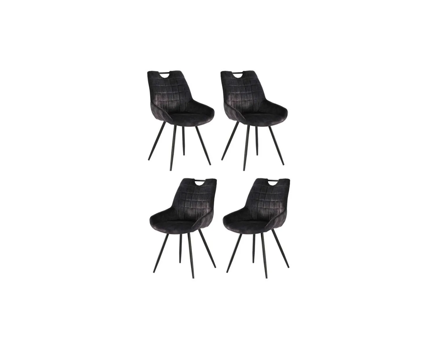 Meuble House Lot de 4 chaises scandinaves grises et noires tissu et métal "Dina" Sale