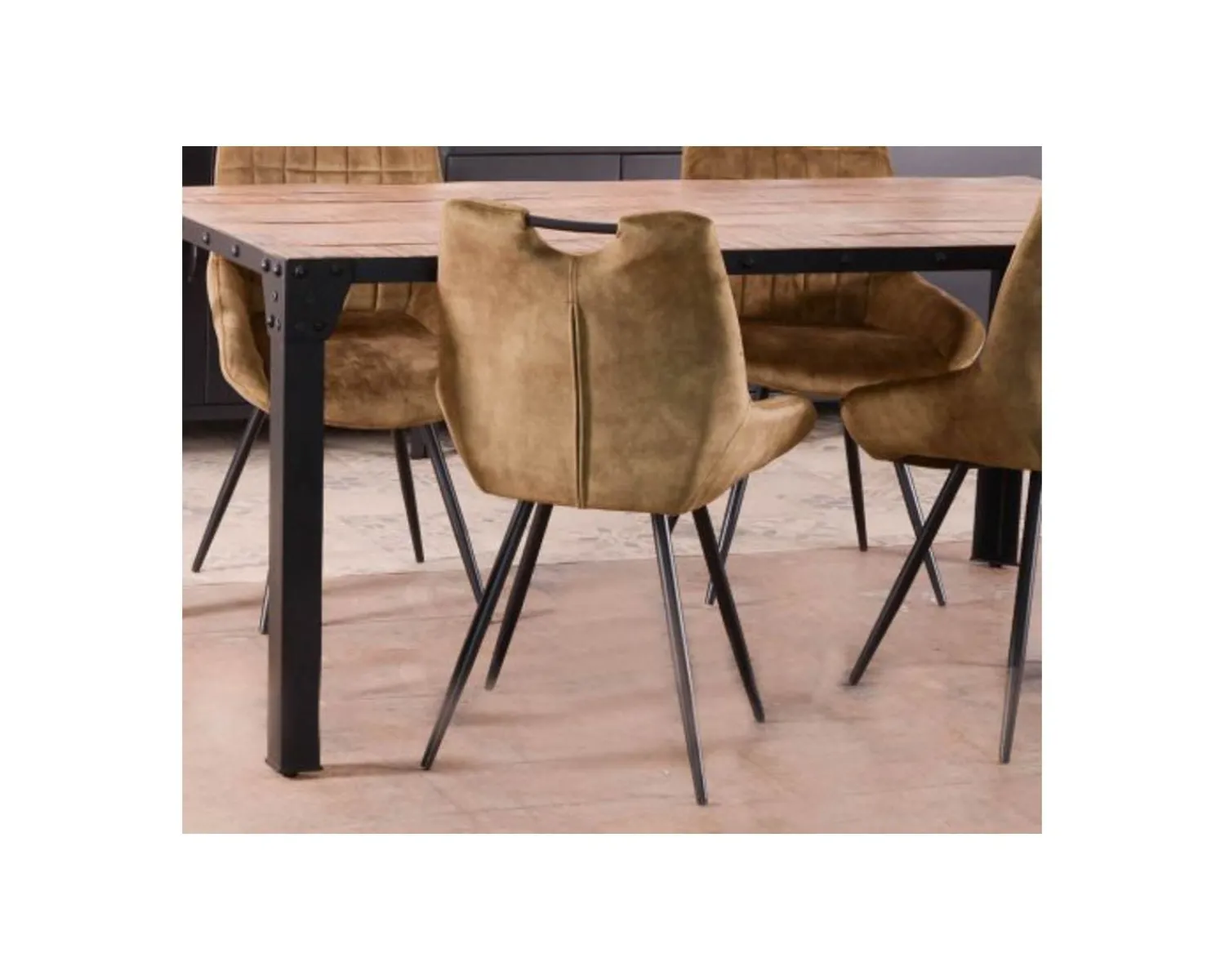 Meuble House Lot de 4 chaises scandinaves grises et noires tissu et métal "Dina" Sale