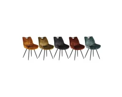 Meuble House Lot de 4 chaises scandinaves grises et noires tissu et métal