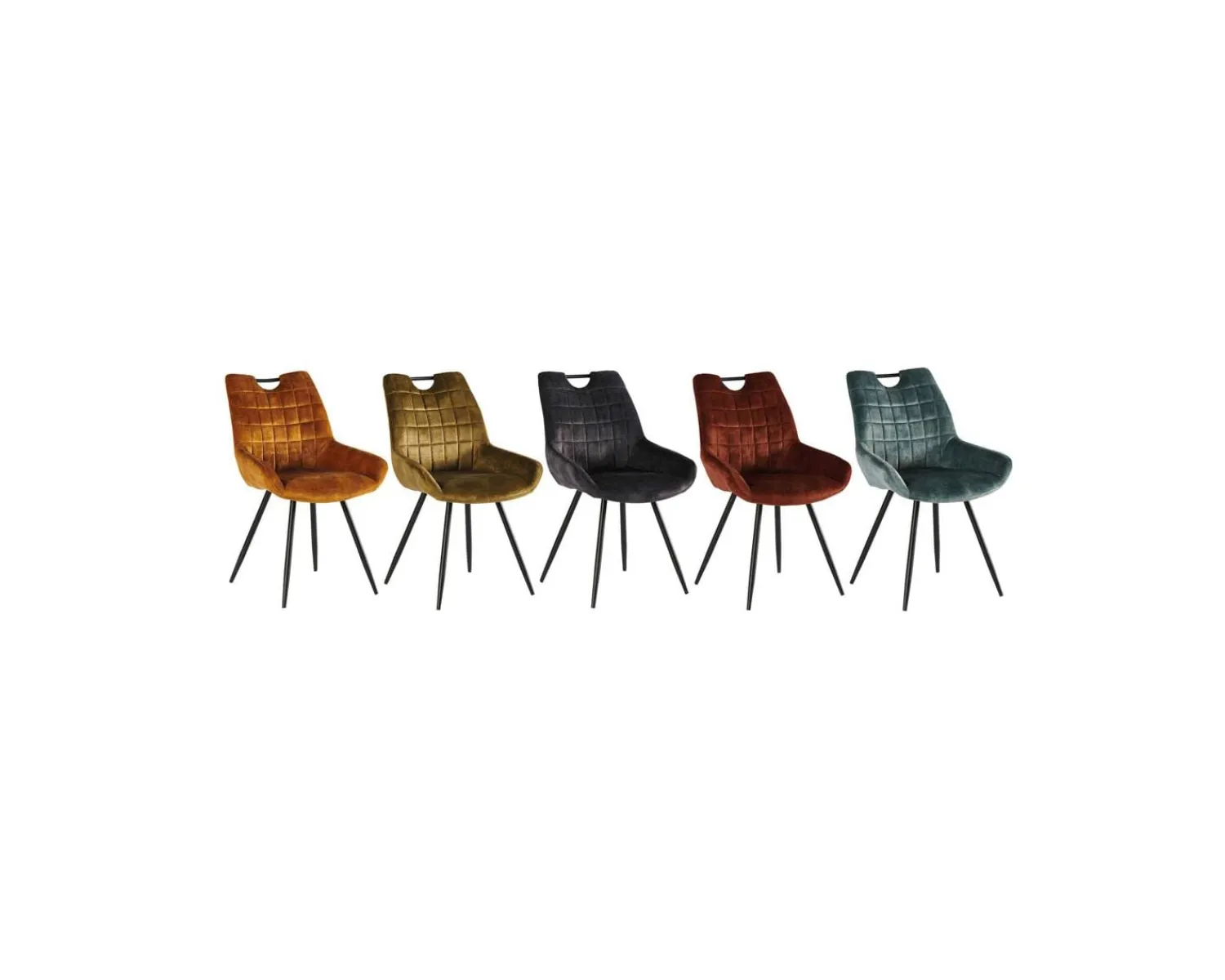 Meuble House Lot de 4 chaises scandinaves grises et noires tissu et métal "Dina" Sale