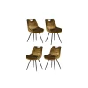 Meuble House Lot de 4 chaises scandinaves tissu kaki pieds noirs en métal "Dina" New