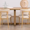Meuble House Lot de 2 chaises style scandinave en frêne naturel et tissu beige "Isadora"